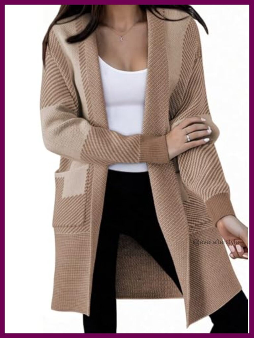 Oversized Long Cardigan Sweater Open Front Loose Fit Pockets Women